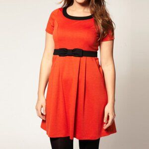 ASOS Curve orange bow dress vintage inspired 1960's
